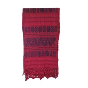 Rebozo rojo flores azules
