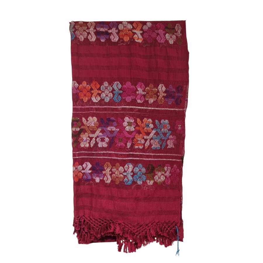 Rebozo rojo flores colores