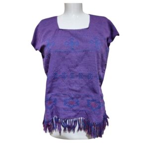 Blusa azul rey con rosa telar