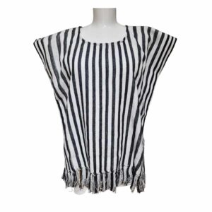 Blusa blanca rayas negras telar