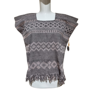 Blusa negra rosa pálido en telar de cintura