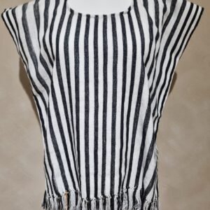 Blusa blanca rayas negras telar