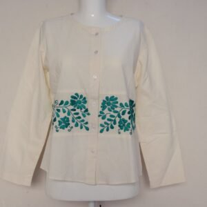 Blusa bordado verde jade