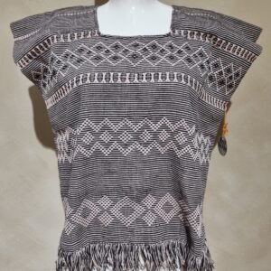 Blusa negra rosa pálido en telar de cintura
