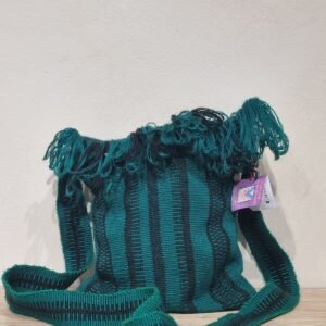 Morral verde con negro telar