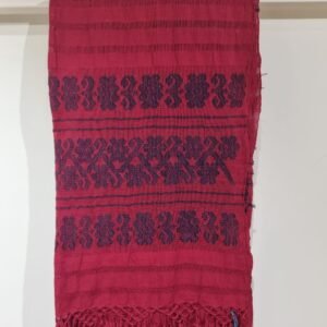 Rebozo rojo flores azules
